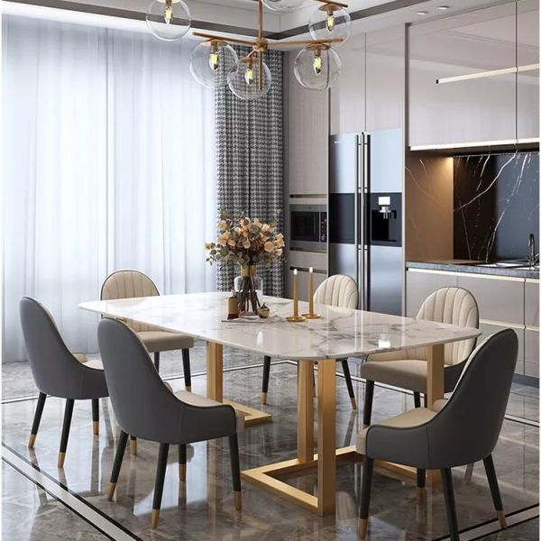 Quality High Hardness Italian Marble Top Dining Set Rectangle Dining Table And Chairs wholesale