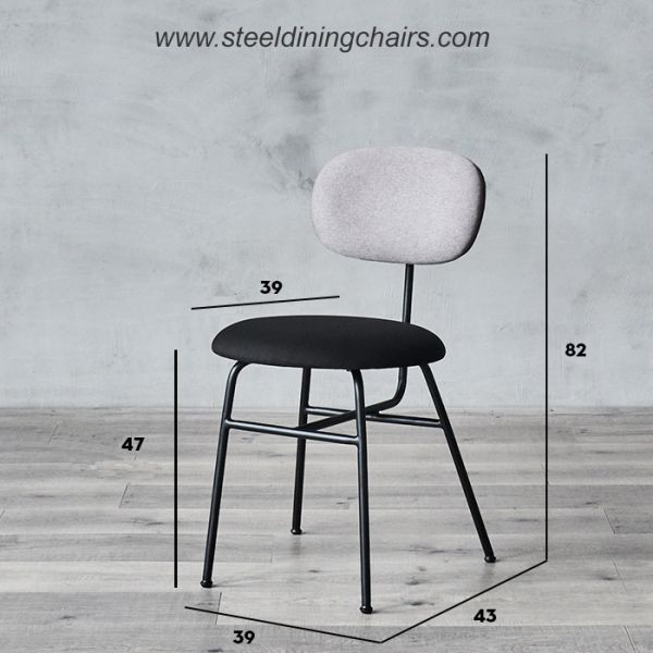 Vintage Matte Black Finished Padded 82CM 39cm Steel Frame Dining Chairs