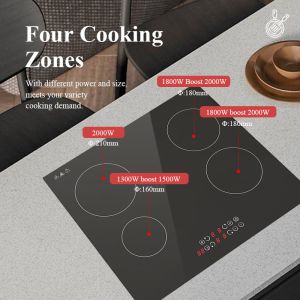 Heating Selection 4 Burner Electric Cooktops , Induction Hob Cooker 7000W