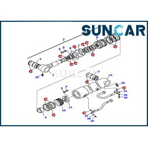 China Wear Resistance 226-61-11220 Komatsu PC110R-1 Boom Cylinder Sealing Kit Excavator Gasket Kit on sale