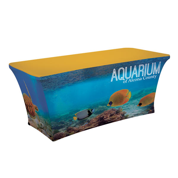 8 Ft Trade Show Tablecloths With Logo 200gsm Elastic Polyester Material Eco Friendly