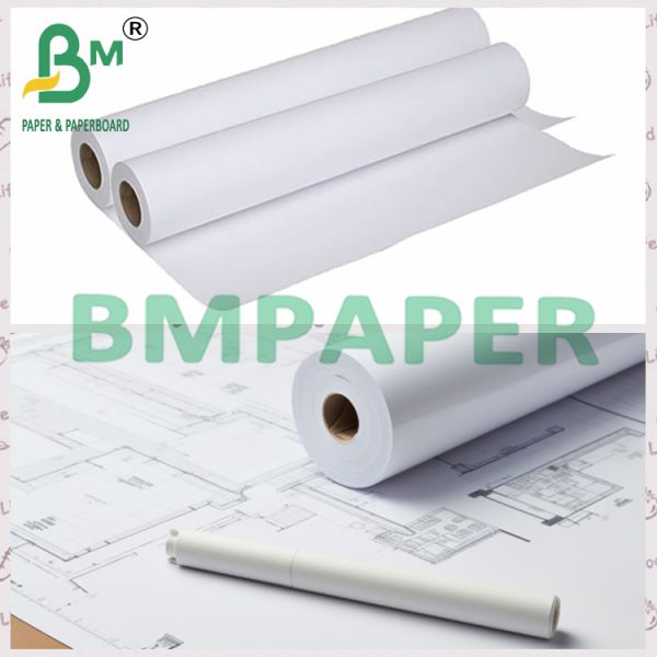 Bright White Plotter Bond Paper For CAD Printing 36" x 150ft 20LB On 2" Core Bright White Plotter Bond Paper For CAD Printing 36" x 150ft 20LB On 2" Core