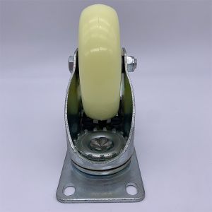 75mm Lockable Nylon Caster Wheels Plate Mounting White Tread