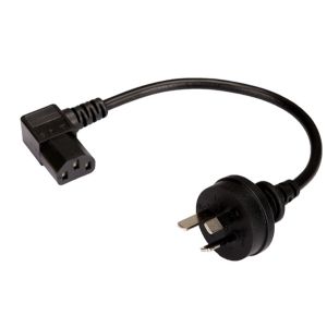 Short 1ft SAA Australia 3 pin male to IEC 320 C13 left angle power cord for