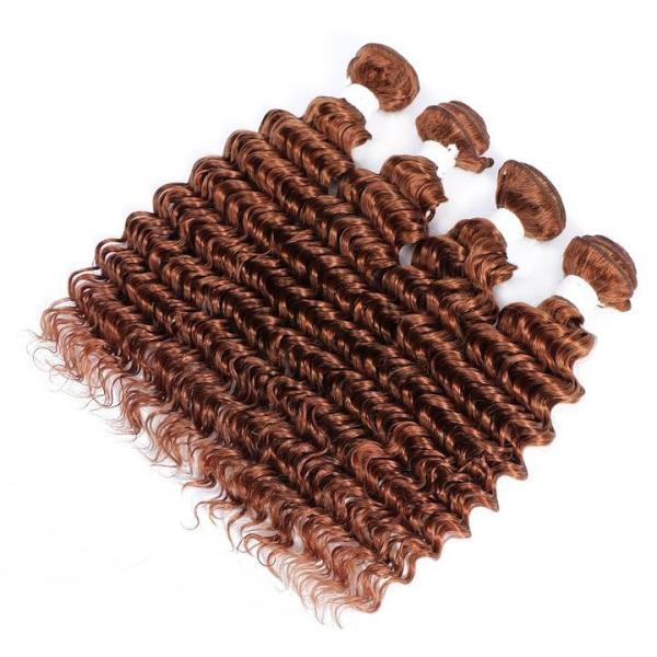 #30 Medium Auburn Deep Wave Remy Human Hair Bundles Sew In Weave Bundles Brazilian Bundle Deals