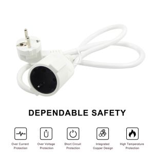 EU Plug Extension Cable H05VV-F 3G0.75mm2 Black Industrial Power Cord