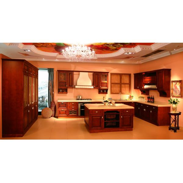 2000mm Europen Design Shaker L Shaped Kitchen Cabinets With Island Cunboard