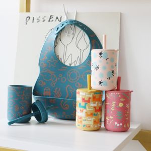 Silicone Drinking Cup With Straw For Baby Training BPA Free Food Grade Silicone