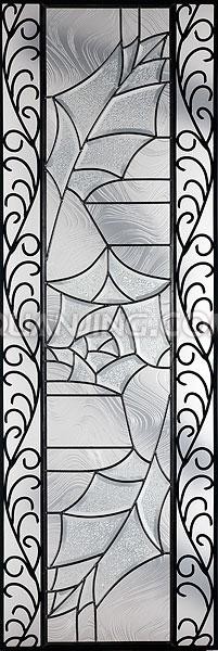Quality decorative glass windows with art iron wholesale