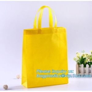 eco friendly non woven bag, Custom logo printed yellow non woven gift pouch