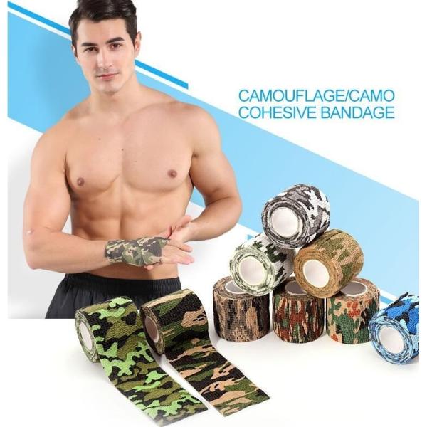Quality 2"x5yards self-adhesive camo colored elastic cohesive bandage, breathable waterproof camouflage home care products kines wholesale