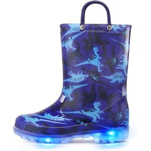 OEM PVC Light Up Childrens Wellington Boots With Handles Streamlined Design
