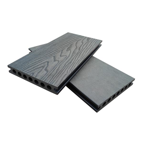 Quality Capped WPC Teakwood Black Composite Decking Boards 3D Embossed 2 inch thick wholesale