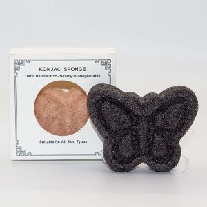 China Black Yellow Butterfly Shape Konjac Cleaning Sponge No Preservatives on sale