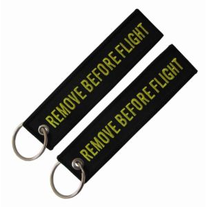 75% Embroidery Metallic Thread Remove Before Flight Keychain Twill