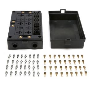 Waterproof Automotive Fuse Holder with 10 Relays and 15 Way Blade Fuses for 40A