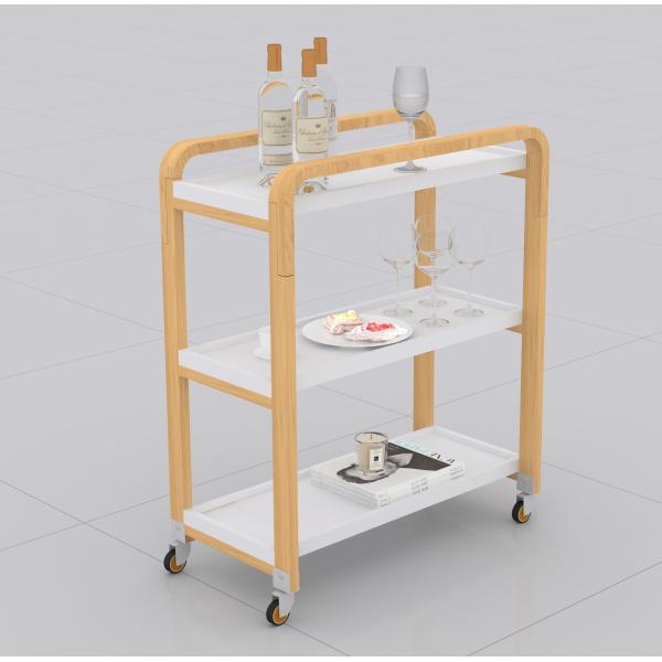 Quality White MDF Movable Dining Table With Wheel Assembled package wholesale