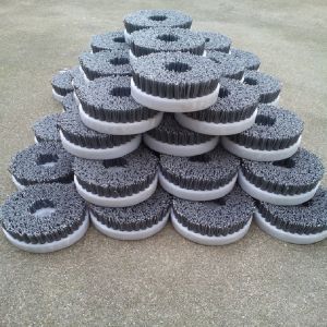 China 300mm Plate Disc Brush Abrasive Brushes With Silicon Carbide Wires For Polishing on sale