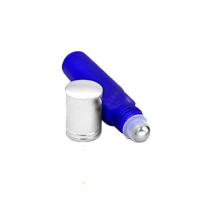 ‌10ml Cobalt Blue Glass Roller Bottles For Aromatherapy With Frosted Surface‌