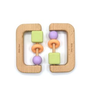 CPSIA ASTM Wooden Silicone Teether BPA Free Baby Chewable Ring