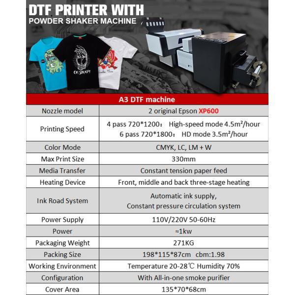 Double XP600 Print Head 30cm A3 DTF Printer For Transfer Printing
