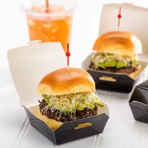 Custom Printed Biodegradable Burger Boxes Rigid Paper Cardboard Boxes for Eco