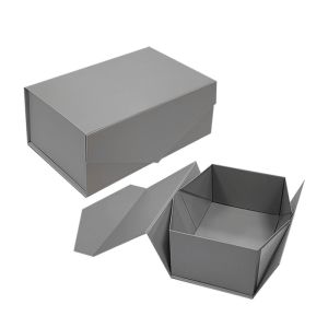 China Custom Order Custom Color Size Grey Folding Cardboard Paper Box with Magnetic Lid on sale