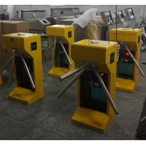 Yellow Color Tripod Turnstile Gate Steel Material Painted Push By Hand