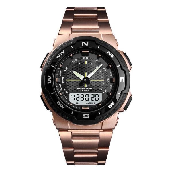 Men's dual-display analog and digital wrist watch for men waterproof casual
