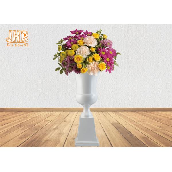 Quality Durable Fiberglass Planters Floor Vase Glossy White wholesale