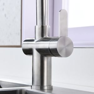 Brushed Nickel Single Hole Pull Out Kitchen Faucet Switchable Two Function