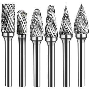 6mm 6.35mm Shank Tungsten Burs Rotary Set 1/4inch Diameter Double Cut Carbide