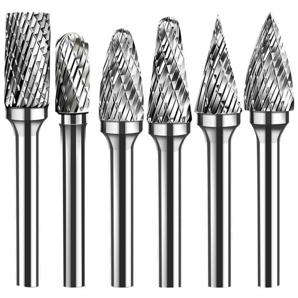 6mm 6.35mm Shank Tungsten Burs Rotary Set 1/4inch Diameter Double Cut Carbide