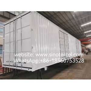 Cheap 2 Axle White Enclosed Box Semi Trailer With Two Side Door Rear Double Door for sale