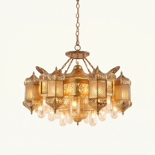 Vintage Copper Chandelier with 6 Dimmable Lights E27 E14
