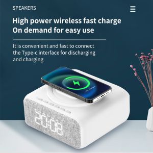 6 in 1 Bt Music Speakers With Lamp Wake up Light Alarm Clock Wireless Charger