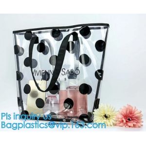 stationery packaging clear pvc handle bag, bag handle pvc beach bag for beach
