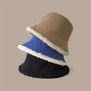 Custom Fall Winter New Fisherman's Corduroy Bucket Hat Custom Thickened Lamb