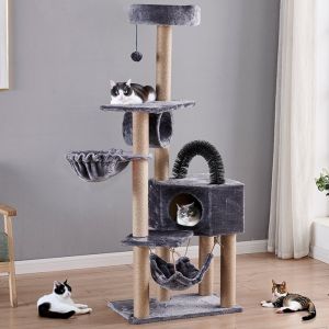 Wooden Large Scratcher Houses Tower Cats Tree Made of Sisal Fabric and Wood Board for Custom Sizes
