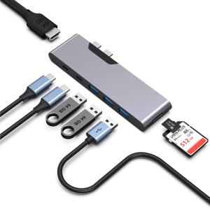8 In 1 Dock Station Dual Usb C Power Adapter Hub Card Reader Pro Pad Converter USB Hub For Mac