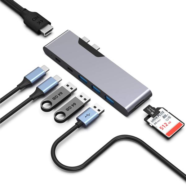 Quality 8 In 1 Dock Station Dual Usb C Power Adapter Hub Card Reader Pro Pad Converter USB Hub For Mac wholesale