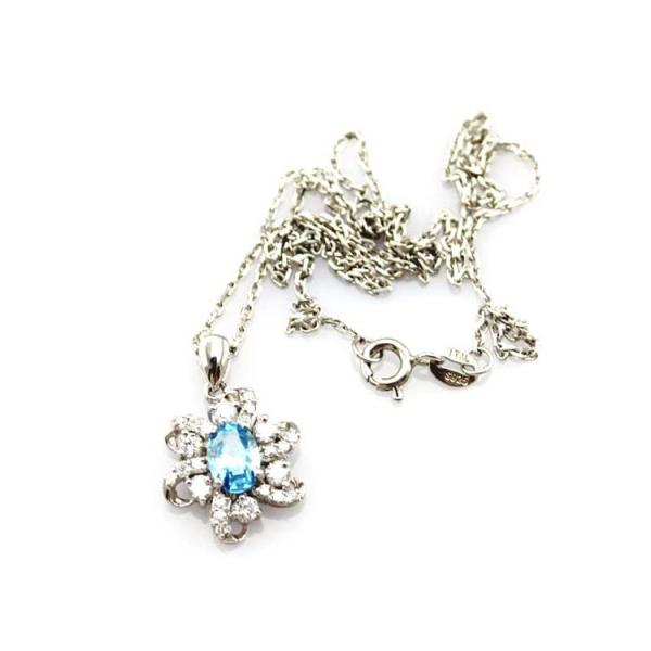 Sterling Silver Cable Chain Oval Green Cubic Zircon Pendant Necklce (P10)