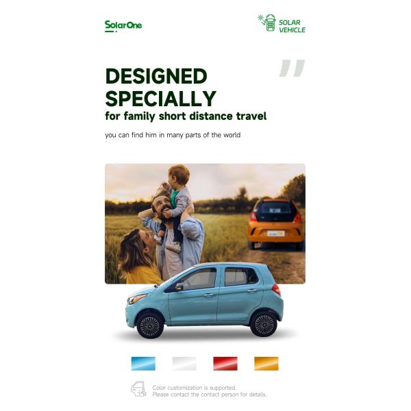 Blaval Solar One Low Speed Solar Electric Mini Car with Curb Weight 780kg Wheelbase 2260mm