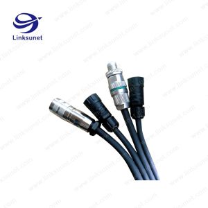 M12 grey connector and composite multi - fiber Flat cable wiring harness Custom