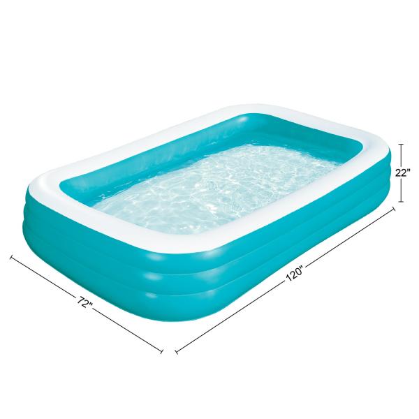 120 x 72 x 22.00 Inches Inflatable Rectangular Pool Perfect for Backyard Garden Fun