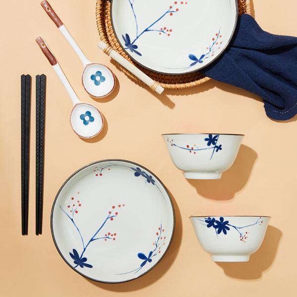 Quality Ceramic Top Dining Table For Home Decor For 2 Persons Using Incluing Plate Bowl Spoon And Chopsticks wholesale