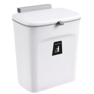 China Household Kitchen Perforation-free Non-trace Plastic Wall Hanging Sliding Lid Can Be Hung Paper Basket Trash Recycling Bin on sale