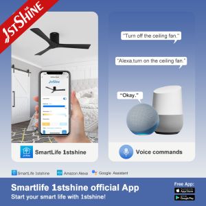 3 Blades Black Wooden Ceiling Fan With DC Motor Remote Control Sleek Design