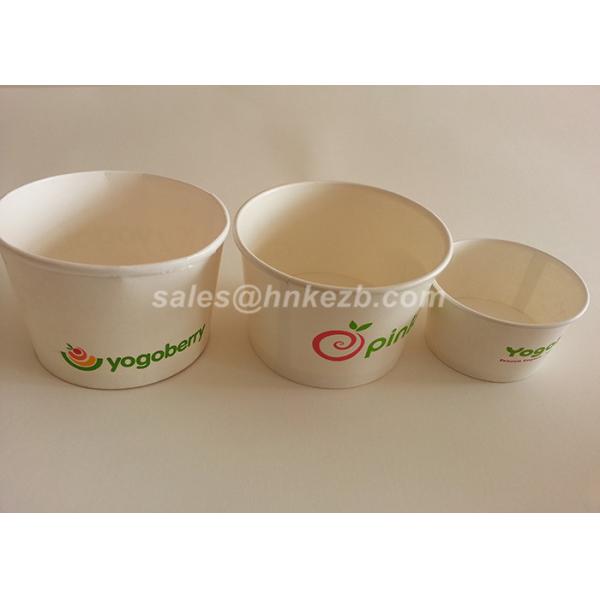 White Disposable Ice Cream Cups With Lids And Spoon For Frozen Yogurt