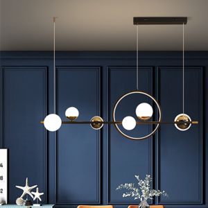 Postmodern glass ball chandelier flush mount circle led lamp Indoor black and